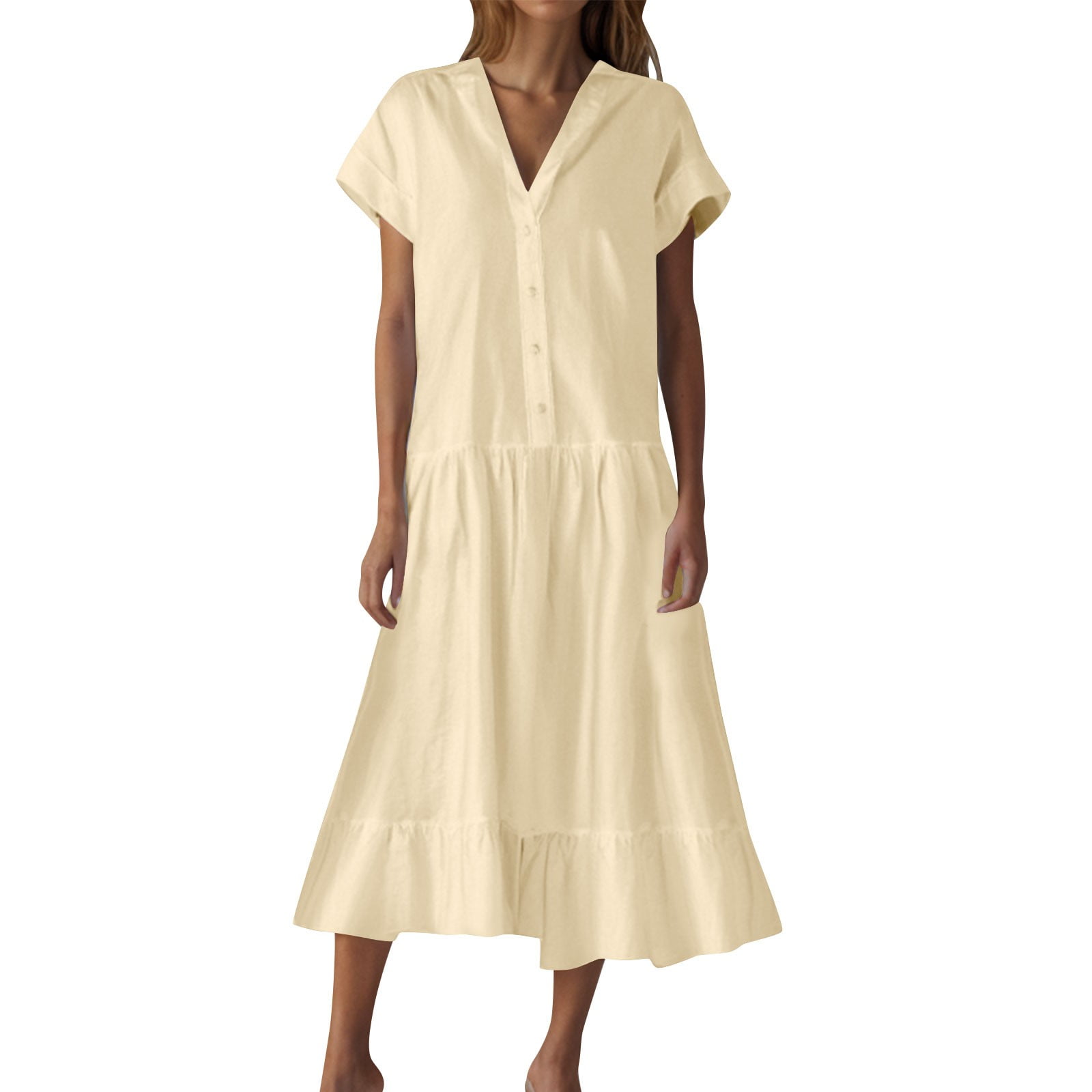 Linen Shirt Dresses For Women.Plus Size Linen Shirt Dresses for Curvy Women Short Sleeve Button Down ...