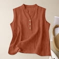 thumbnail image 1 of Plus Size Linen Tank Tops for Women Casual Summer Shirts,Solid Button V Neck Sleeveless Blouses,Trendy Going Out Tees Brown XXL, 1 of 8