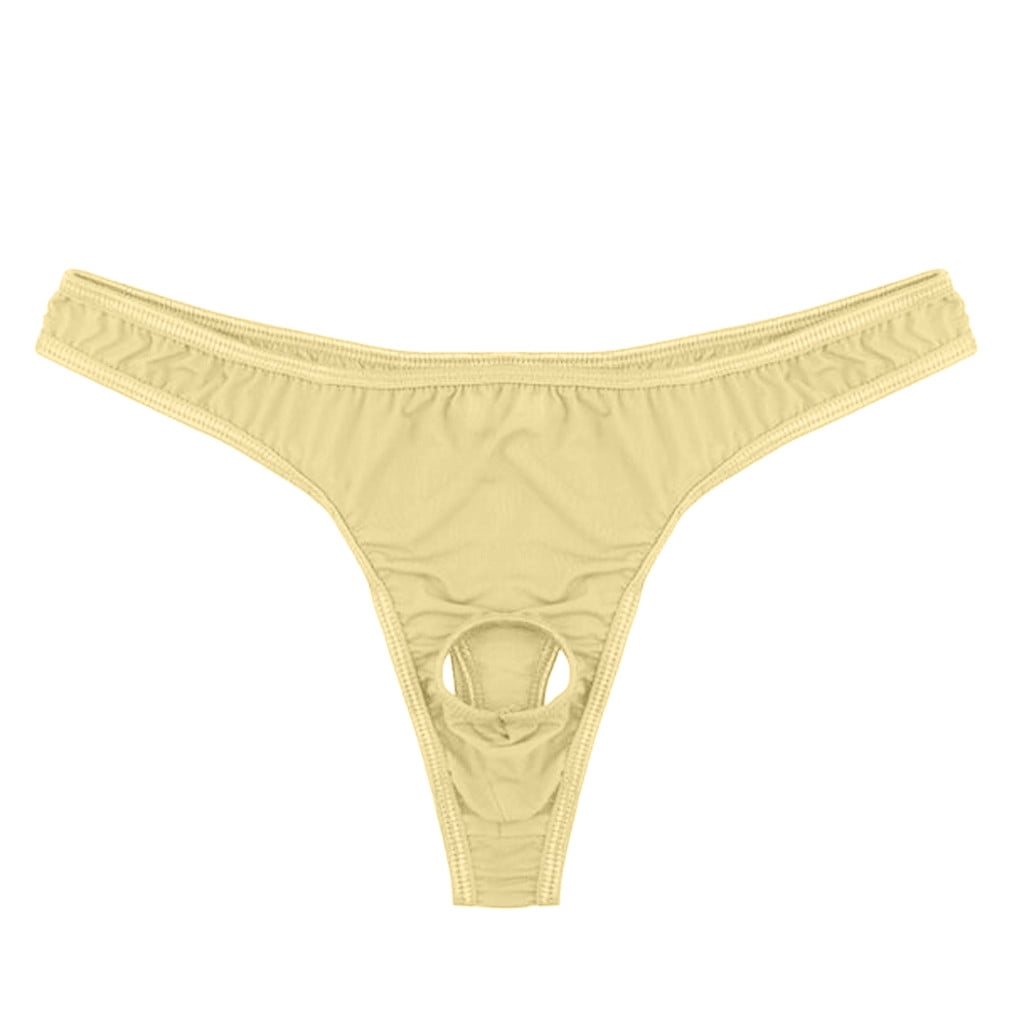Odeerbi Mens Thong Underwear 2024 Casual Fashion Solid Erogenous Panties  Ultra-book Panties Breathable Thongs Golden Dots Thongs Underpants Blue 