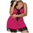 thumbnail image 1 of Plus Size Lingerie For Women Satin Nightgown Lace Babydoll Chemise V Neck Nightwear Adjustable Shoulder Strappy, 1 of 5