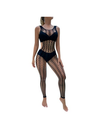 Sexy Women Mesh Sheer Body Stocking Long Sleeve Bodysuit Nightwear Lingerie