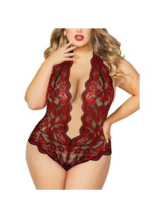 Lolmot Sexy Lingerie for Women Plus Size Floral Lace Lingerie Bow Sheer  Matching Bra and Panty Set Sleepwear 2 Piece Lingerie Set Gifts on Clearance