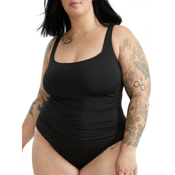 Anne Cole Plus Size Classic Square Neck One-Piece Black 24W