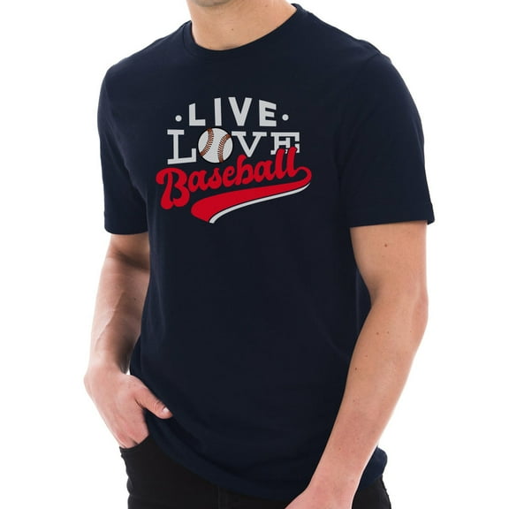 Plus Size Live Love Baseball Graphic Design Short Sleeve Cotton Jersey T-Shirt - Navy 2XL