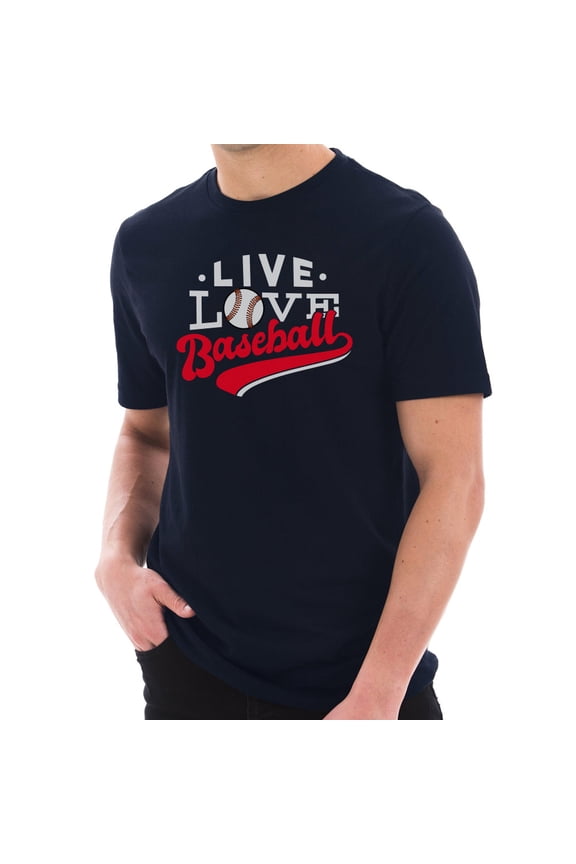 Plus Size Live Love Baseball Graphic Design Short Sleeve Cotton Jersey T-Shirt - Navy 3XL