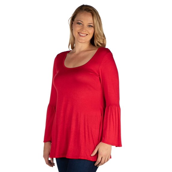 Plus Size Long Bell Sleeve Swing Tunic Top