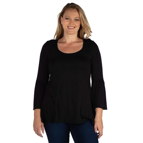 Plus Size Long Bell Sleeve Swing Tunic Top
