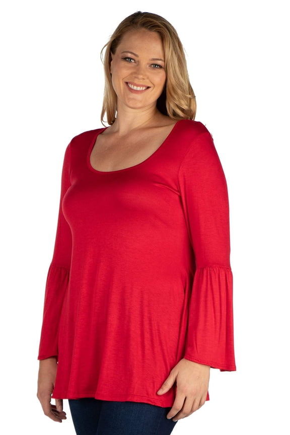 Plus Size Long Bell Sleeve Swing Tunic Top