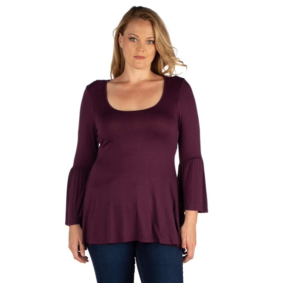 Plus Size Long Bell Sleeve Swing Tunic Top