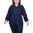 thumbnail image 1 of Plus Size Long Dolman Sleeve Drawstring-Waist Tunic Top, 1 of 3