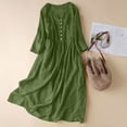 thumbnail image 1 of Plus Size Long Dresses for Spring Ladies Fashion Women Long Sleeve Button V-Neck Dress Solid Dresses Pocket Green S, 1 of 7