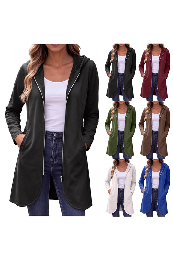 Plus Size Long Hoodies for Women Zip Up Tunic Sweatshirt Cute Fall Jackets | Oversized Sweatshirt for Women Cute Hoodies Lightweight Workout Fall Jackets for Women, #01_Black, XXL