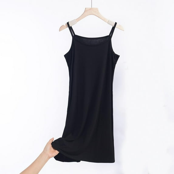 Plus Size Long Nightgown Sleeveless Round Neck Slip Dress Modal Lining Casual Sleepwear Dress