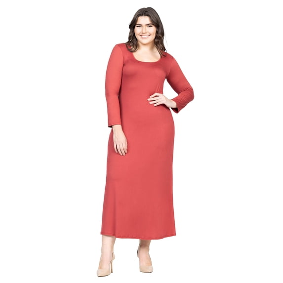 Plus Size Long Sleeve A Line Maxi Dress