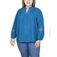thumbnail image 1 of Plus Size Long Sleeve Blouse With Crochet Trim, 1 of 3