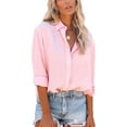 thumbnail image 1 of Avamo Plus Size Long Sleeve Blouses for Womens V-Neck Button-Up T-Shirts Solid Color Tops, 1 of 4