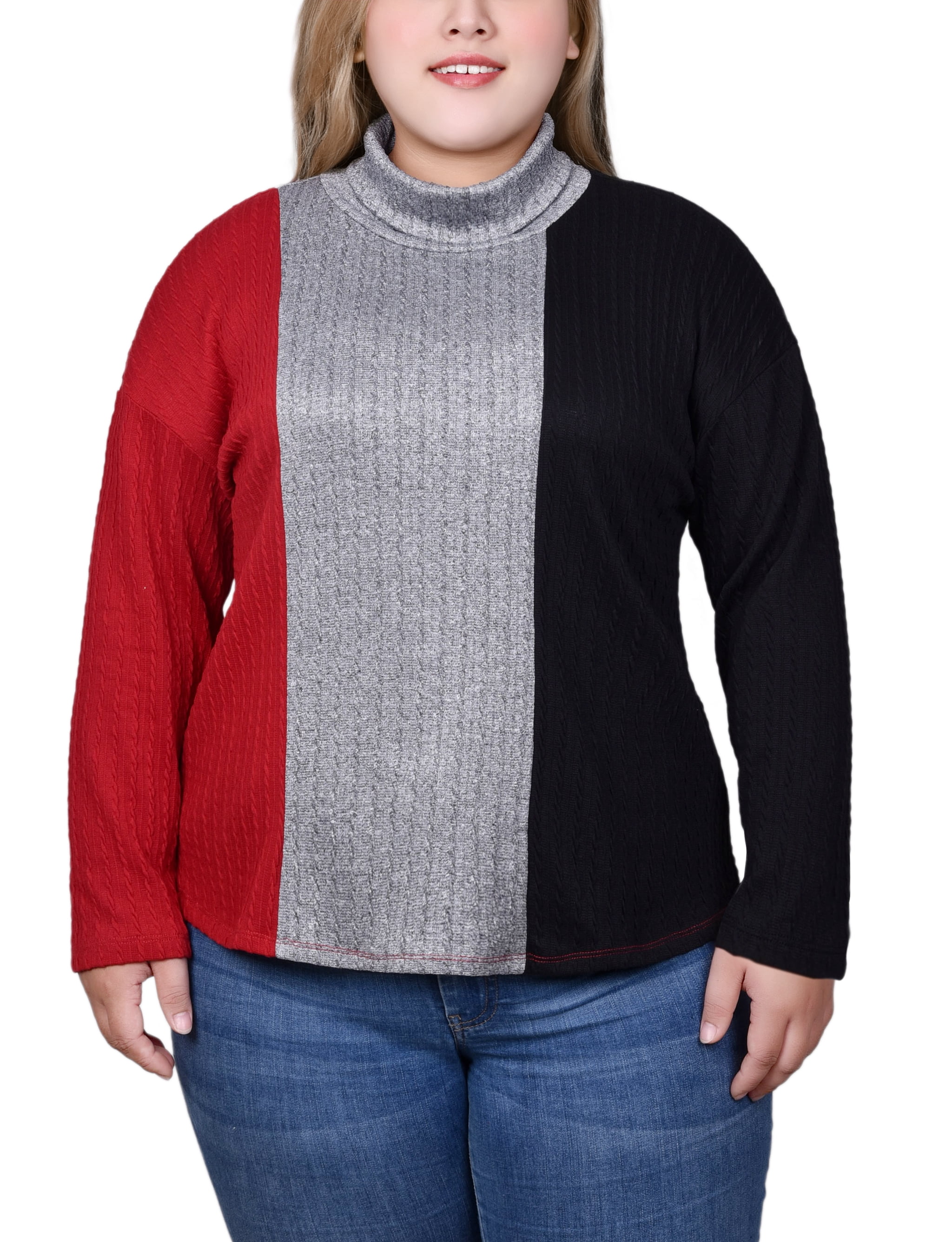 Colorblocked Top Plus Size Long Sleeve Colorblocked Top - Walmart.com