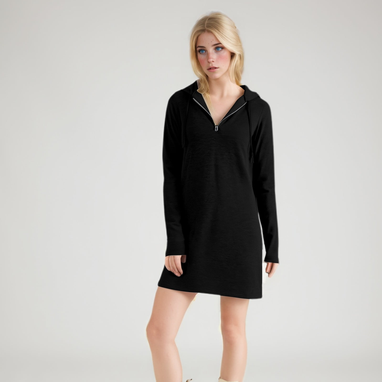 white christmas dresses Junior Plus Black Ruched Short Sleeve V-Neck Empire Waist Mini Dress /1-1-1 main image 1