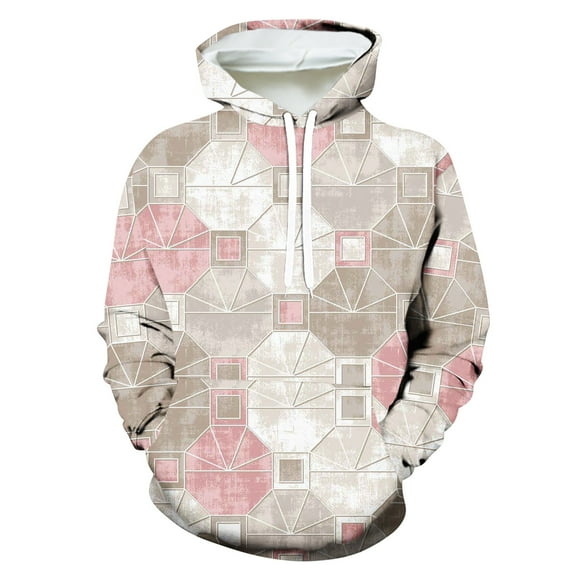Plus Size Long Sleeve Hoodies for Men Drawstring Swaetershirts with Pockets Winter Casual Geometric Printed Tops