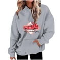 thumbnail image 1 of Plus Size Long Sleeve Hoodies for Women Fashion Crew Neck Unisex Sweatshirt with Pockets Casual Print Pullover Tops(Gray,M), 1 of 5