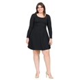 thumbnail image 1 of Plus Size Long Sleeve Knee Length Skater Dress, 1 of 8