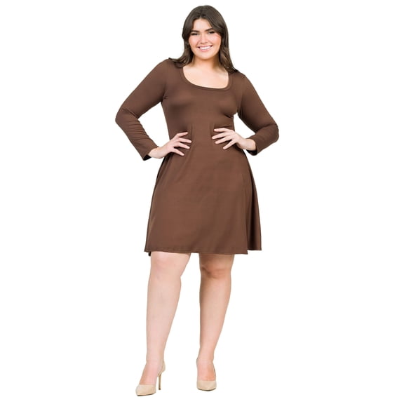 Plus Size Long Sleeve Mini Skater Dress