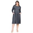 thumbnail image 1 of Plus Size Long Sleeve Pleated Fit N Flare Midi Dress, 1 of 10