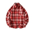thumbnail image 1 of Plus Size Long Sleeve Shirts for Men Lapel Plaid Printed Button Blouse Winter Casual Loose Jackets, 1 of 6