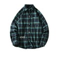 thumbnail image 1 of Plus Size Long Sleeve Shirts for Men Lapel Plaid Printed Button Blouse Winter Casual Loose Jackets, 1 of 5