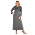 thumbnail image 1 of Plus Size Long Sleeve Side Slit Fitted Maxi Dress, 1 of 10