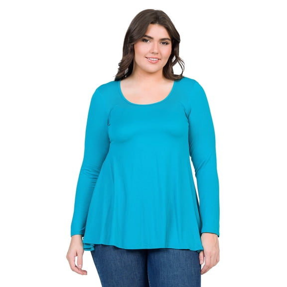 Plus Size Long Sleeve Swing Tunic Top