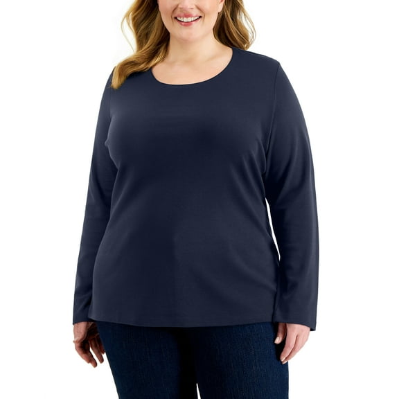 Plus Size Long Sleeve Top Intrepid Blue 4X