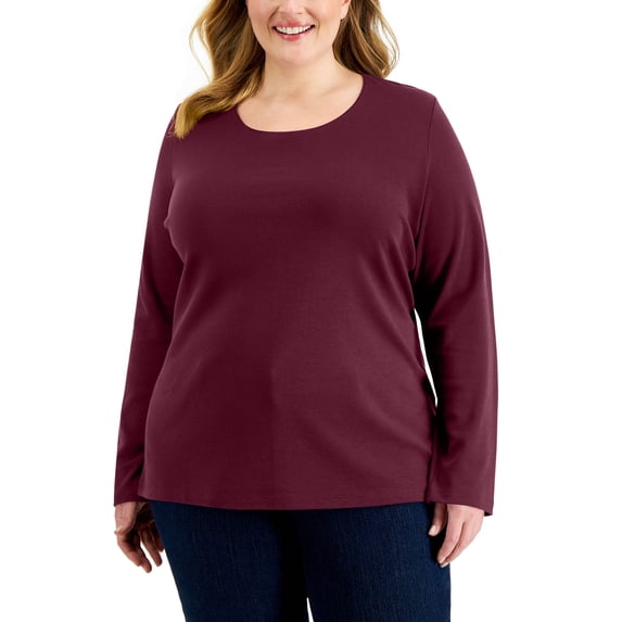 Plus Size Long Sleeve Top Malbec 2X