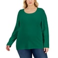 thumbnail image 1 of Plus Size Long Sleeve Top Marine Green 3X, 1 of 1
