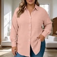 thumbnail image 1 of Plus Size Long Sleeve Tops for Women Button Down Collared Shirt Solid Color T Shirts Loose Fit Casual Dressy Blouse with Pocket, 1 of 6