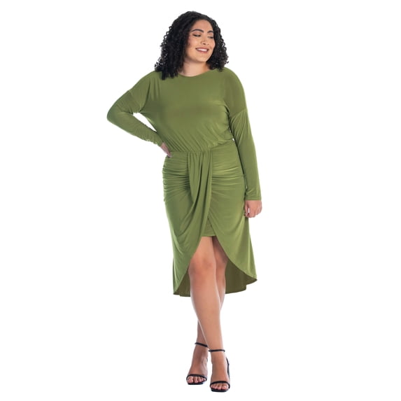 Plus Size Long Sleeve Tulip Knee Length Dress