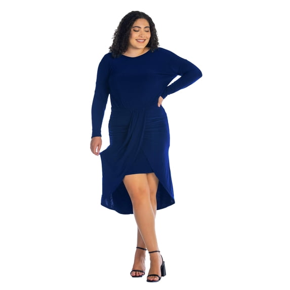Plus Size Long Sleeve Tulip Knee Length Dress