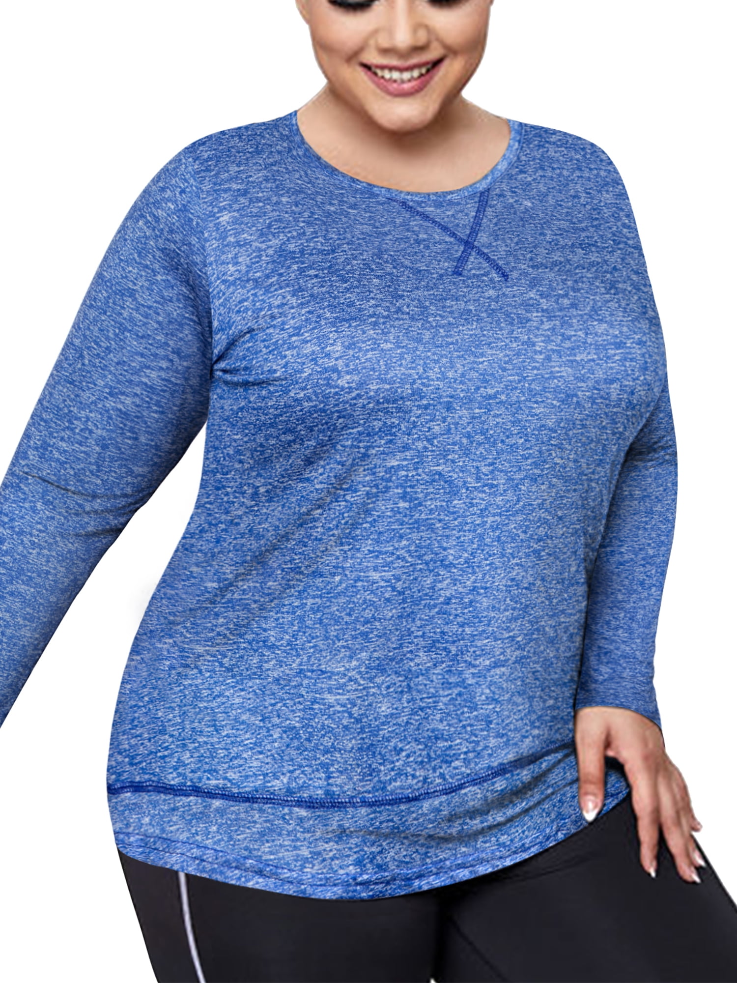 Plus Size Long Sleeve Workout Shirts for Women Pullover Athletic