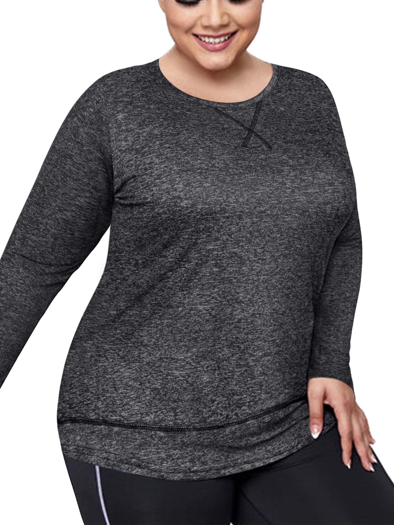 Plus Size Long Sleeve Workout Shirts for Women Pullover Athletic