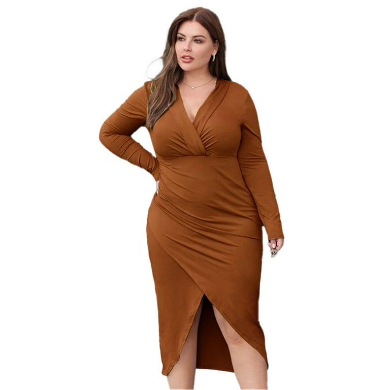 Solid Color Split Bandage V- neck Half Sleeve Bodycon Dresses Solid Color Split Bandage V- neck Half Sleeve Bodycon Dresses