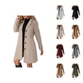 thumbnail image 1 of Plus Size Long Trench Coat With Notched Lapel Slim Fit Winter Blend Overcoat For Fashionable Ladies, 1 of 7