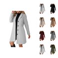 thumbnail image 1 of Plus Size Long Trench Coat With Notched Lapel Slim Fit Winter Blend Overcoat For Fashionable Ladies, 1 of 7