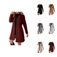 thumbnail image 1 of Plus Size Long Trench Coat with Notched Lapel Slim Fit Wool Blend Winter Overcoat for Women, 1 of 7