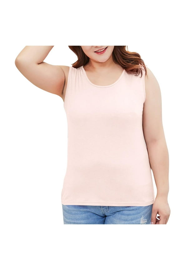 Plus Size Loose Comfy Tank Top for Women, Fashion Model Summer Sleeveless Shirts Solid Basic Elastic Sports Yoga Tops