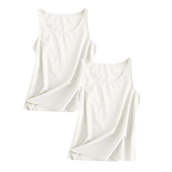 Plus Size Loose Linen Strapless Tank Top, Suitable for Outerwear, Womens Workout O Neck Sleeveless Breathable Tank Casual Tops Shirt White 1, Xl