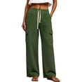thumbnail image 1 of Plus Size Lounge Pants for Womens Fashion Wide Leg Cargo Sweatpants Elastic Drawstring High Waist Casual Sweat Pants With Pockets, 1 of 7