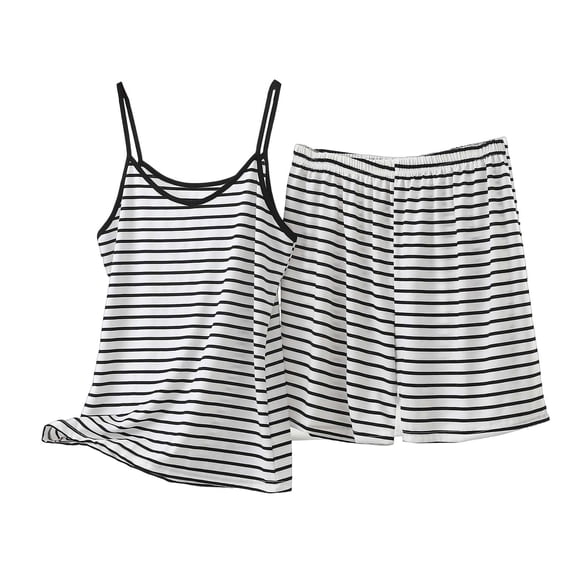 Plus Size Lounge Sets for Women Sleeveless V Neck Striped Top and Shorts Summer 2 Piece Travel Outfits