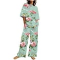thumbnail image 1 of Clearance Plus Size Loungewear Sets for Women Winter Loose Printing Outfit Suit Short Sleeve Tops Wide Leg Pants with Pockets 2 Piece Sets, 1 of 5