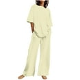 thumbnail image 1 of Plus Size Loungewear for Women Crew Neck Tops and Wide Leg Pants Sets Comfy Casual Matching 2pc Pajamas Sets All Seasons, 1 of 5