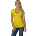 thumbnail image 1 of Plus Size Low-Cut Cleavage Wide Band V-Neck T-Shirt Short Sleeve Tee Top, 1 of 1